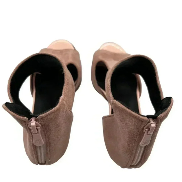 BUTITI NEW Women 8 Pink Cutout Peep-Toe Suede Pump Zip Closure Elegant Chic - Picture 6 of 14